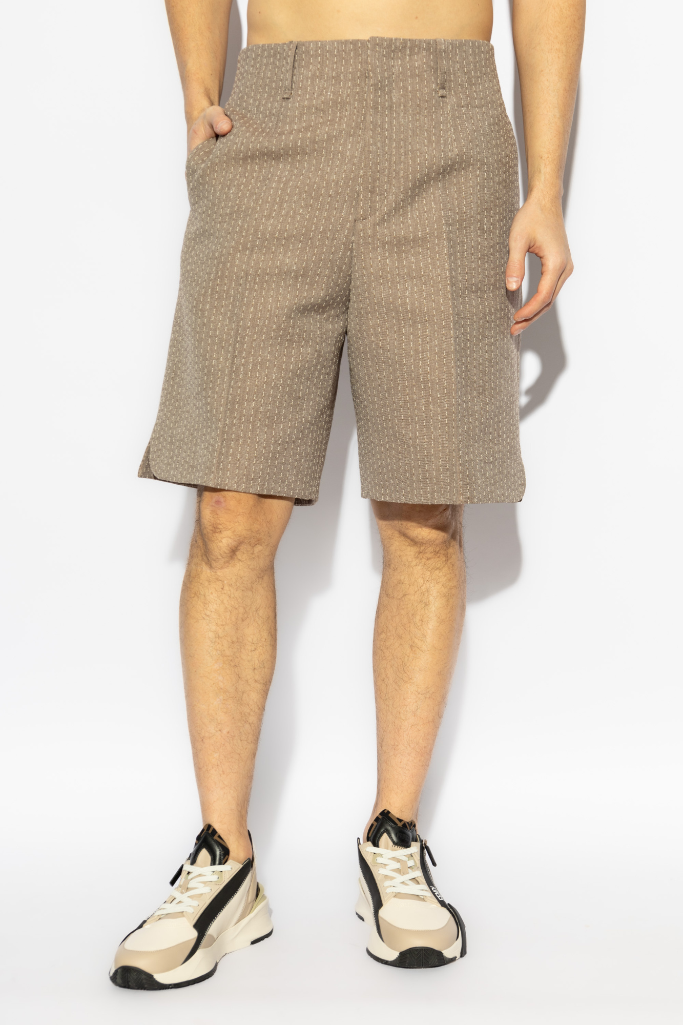 VIP【送料関税込】FENDI FF WOOL SHORTS Shorts Wool Brown | Fendi